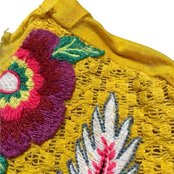 FREE PEOPLE Embroidered FIESTA NUEVA Tunic Top Yellow Size XS - Picture 6 of 10